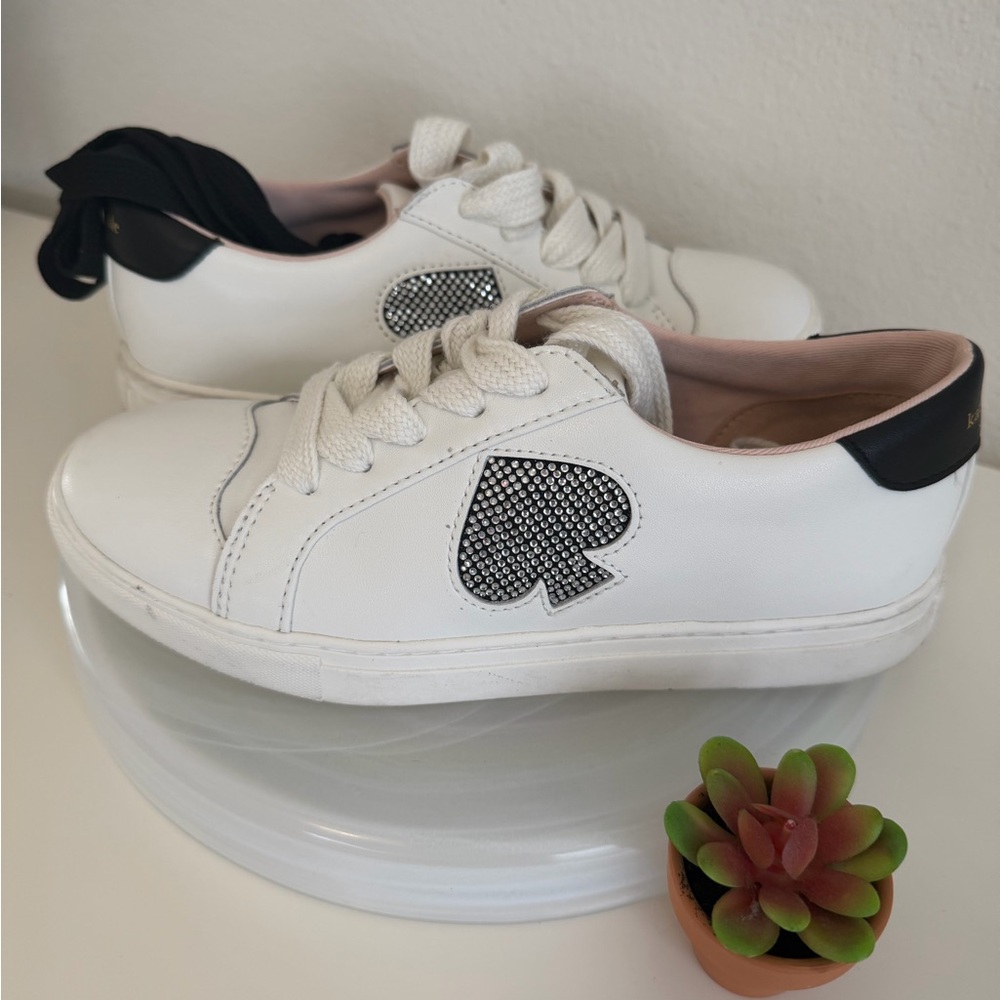Kate Spade White Sneakers with Black and Silver Details